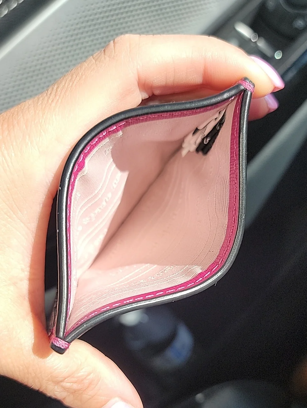 kate spade Black Leather Embossed Candy Wrapper Card Holder